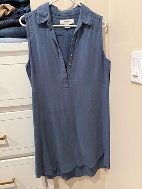 Workshop Republic Clothing Sleeveless Midi Shirt Dress in Slate Blue